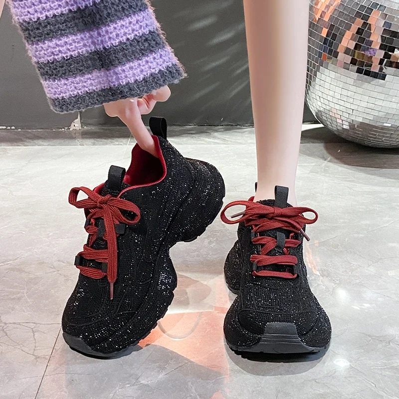 Luxury Full Diamond Thick soled Sneakers Designer Anti slip Running Shoes Women\'s Fashion Tennis ShoesHigh Quality Casual Shoes