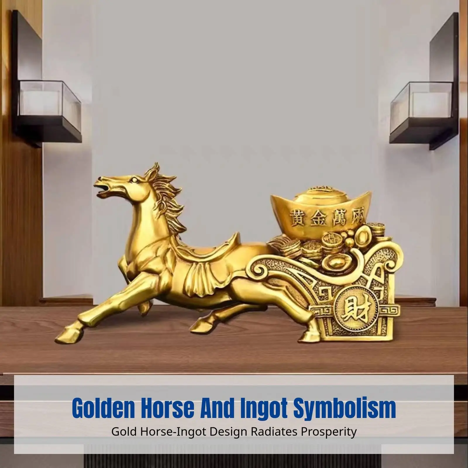 Brass Horse Fortune Figurine, Zodiac Horse, Desktop Decor, Wealth Symbol, Living Room, Shop