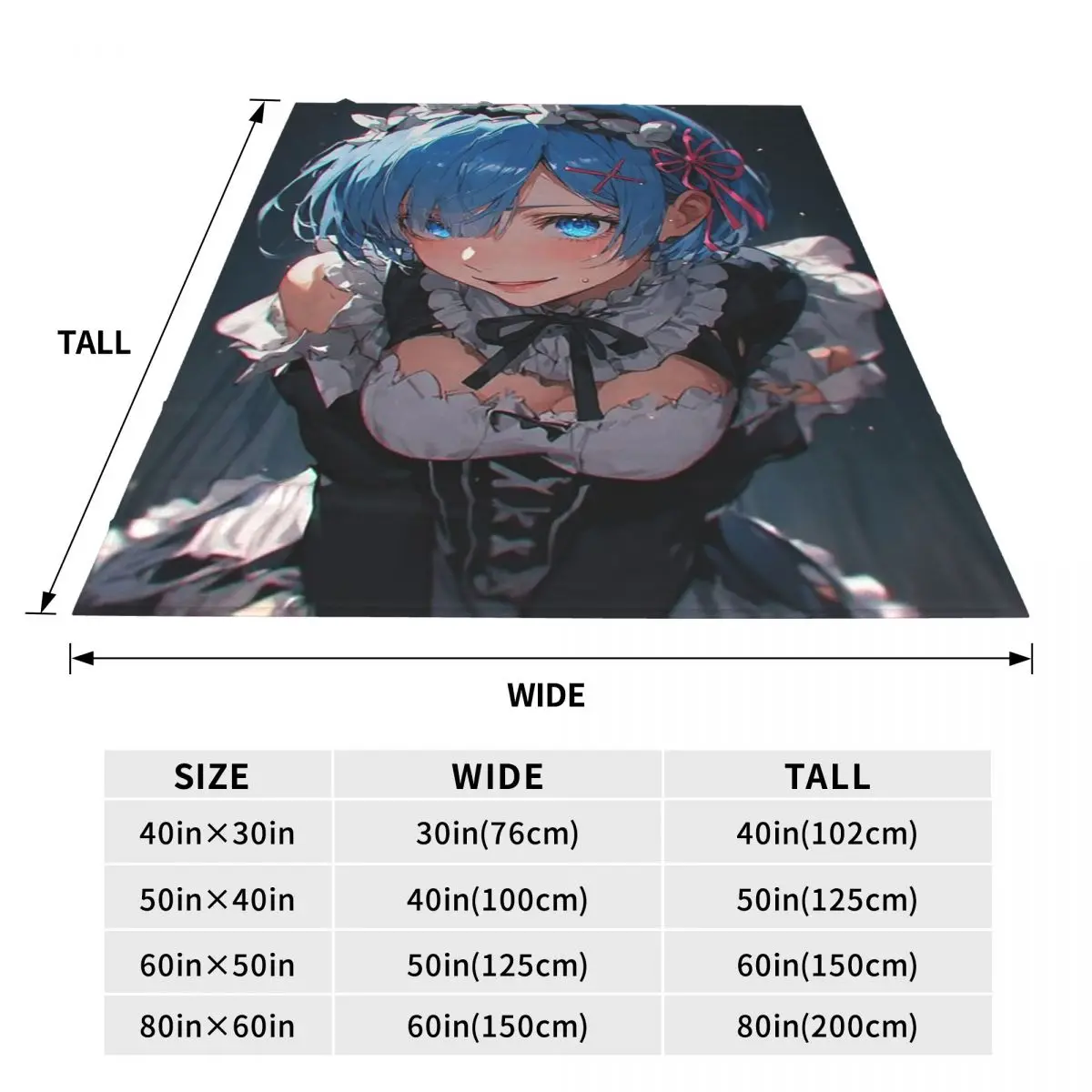 Sexy Cute Rem Anime Blanket Flannel Sofa Throw Blanket Lightweight for Home Bedroom Throws Bedspread Quilt