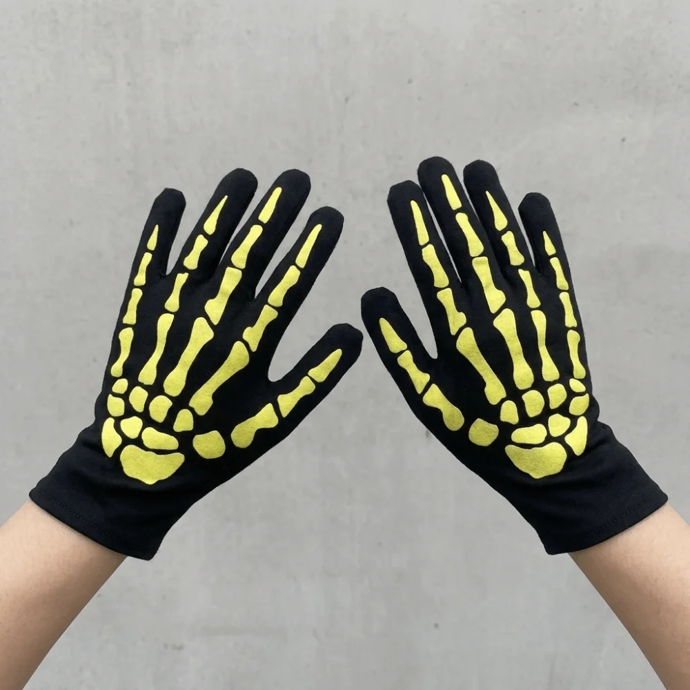 Full Finger Halloween Gloves Windproof Cosplay Prop Halloween Bone Claw Gloves Glowing Gloves Hand Warmers Skeleton Claw Gloves