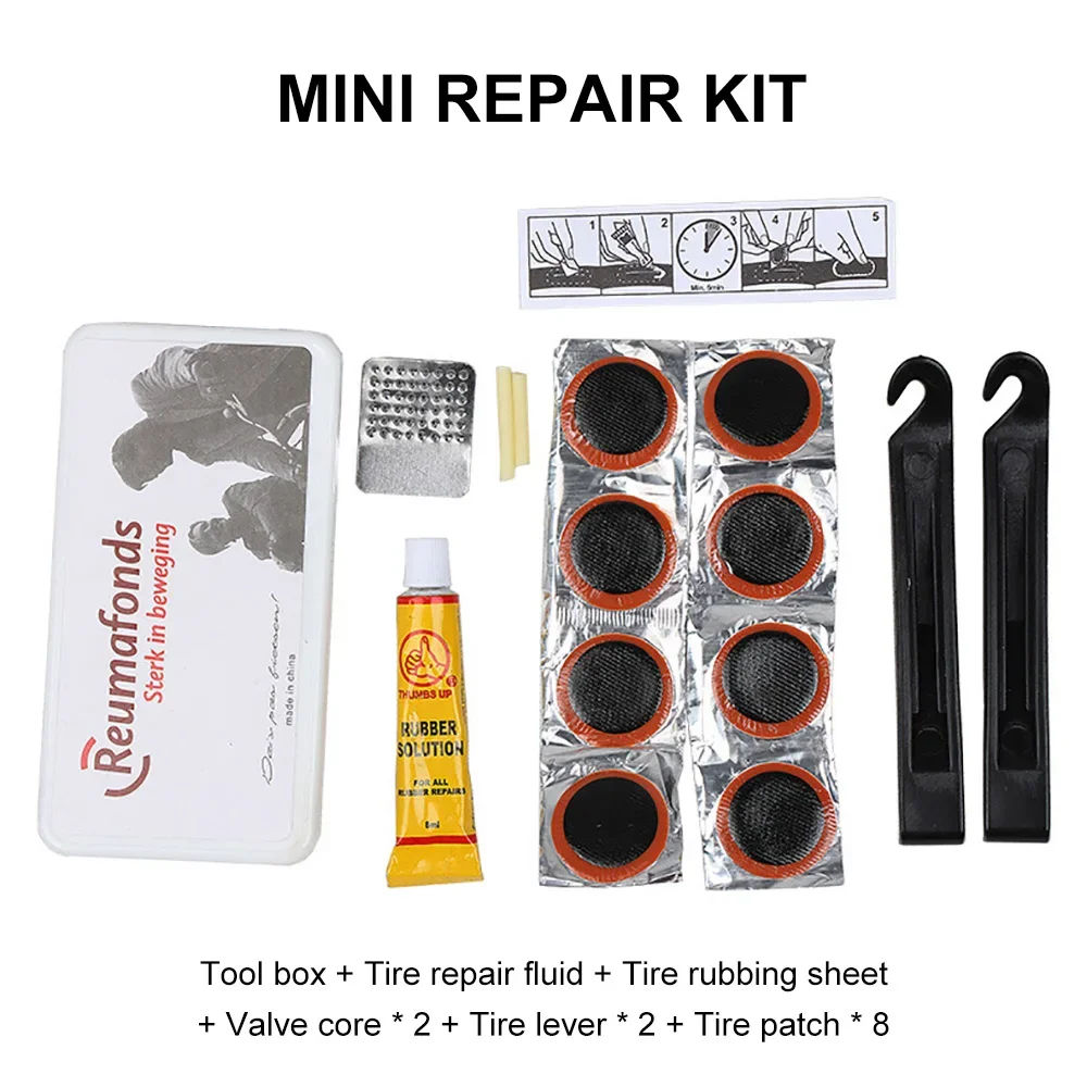 Bicycle Flat Tire Repair Kit Tool Set Portable Rubber Fetal Repair Tools bike Inner Tube Puncture Patch Repair Tools