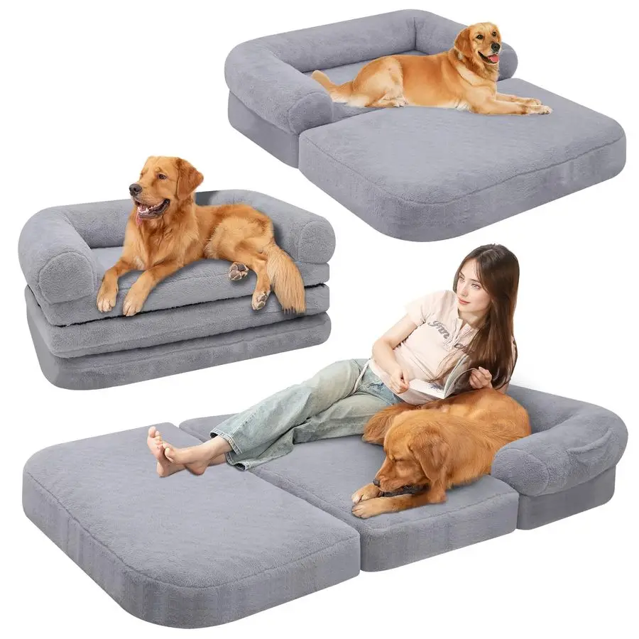 

Human Dog Sofa Bed, 73x42x10 in Plush Pet Bed with Egg Foam Mattress, Portable Dog Bed for Adults, Camping Indoor Use