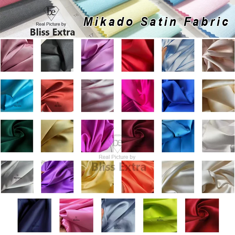 White Ivory Luxury Stiff Mikado Satin Fabric by the Yard, Bridal Wedding Dress Suit Fabric, Twill Satin DIY Sewing Material view 6