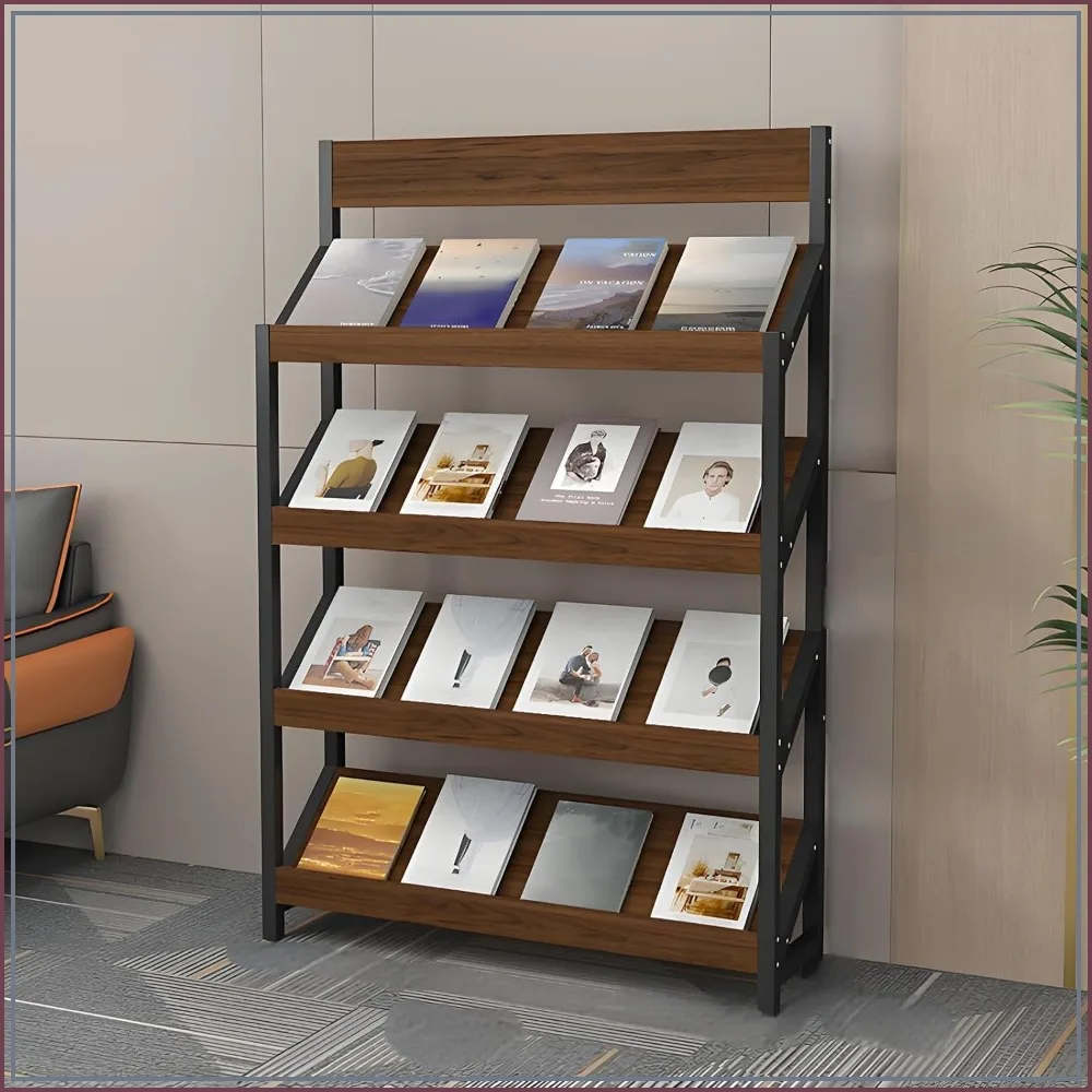 3/4/5 Tier Floor Magazine Rack Brochure Literature Display Stand for Office Library