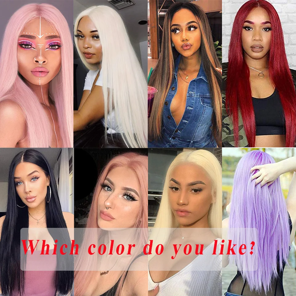 I\'s a wig – perruque synthétique lisse et longue pour femmes, postiche de Cosplay rose à petite raie, noire, rouge, Blonde