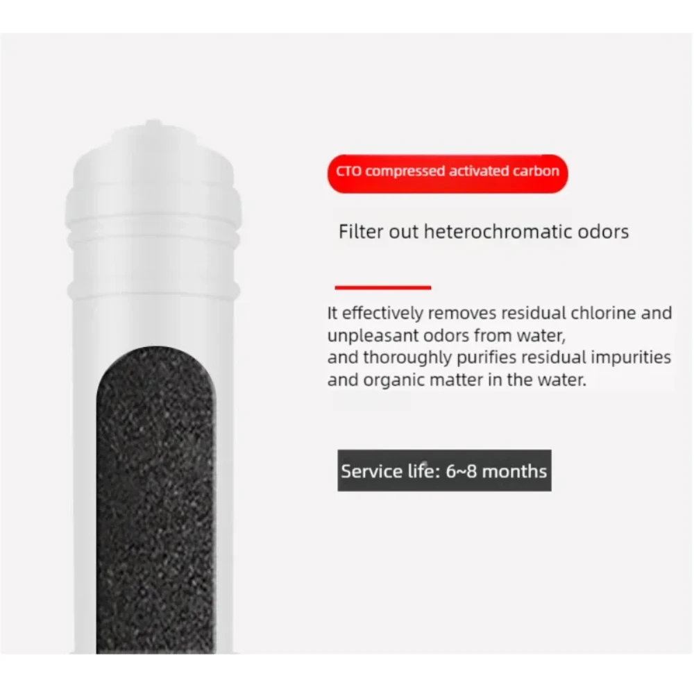 Waternoble 10 Inch Quick-Connect Granular Activated Carbon Water Purifier CTO Compressed Carbon Coconut Shell Rod Filter Element