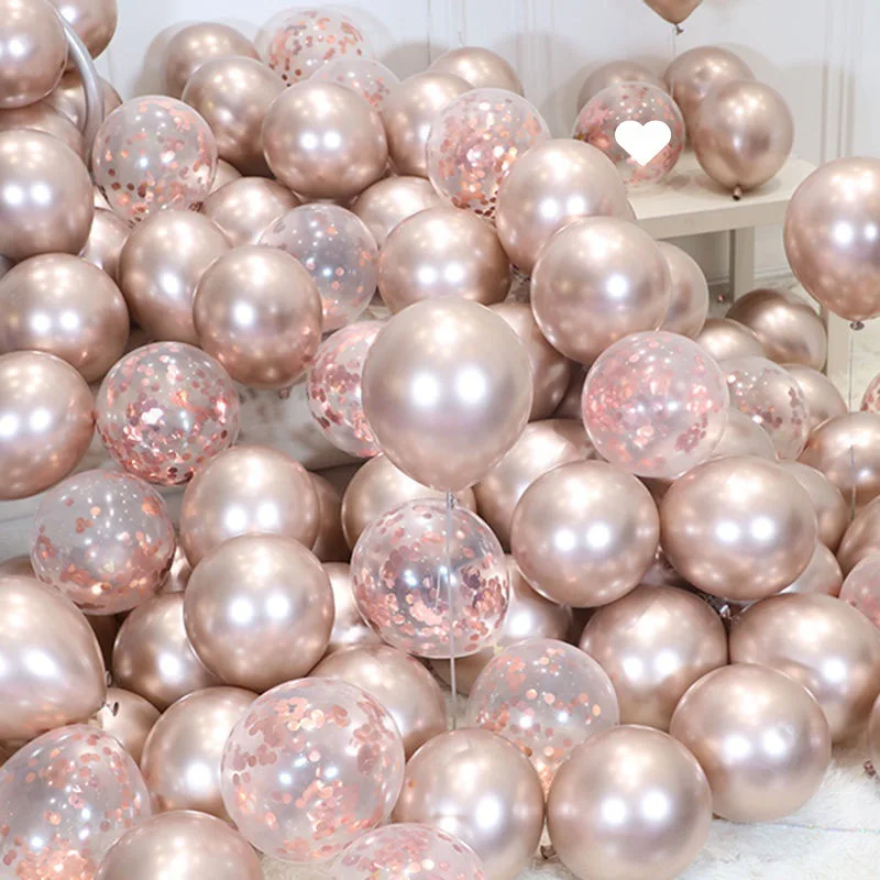 20pcs 10 inch champagne gold metal and 10pcs 12 inch rose gold glitter balloons for birthday and wedding party decorations