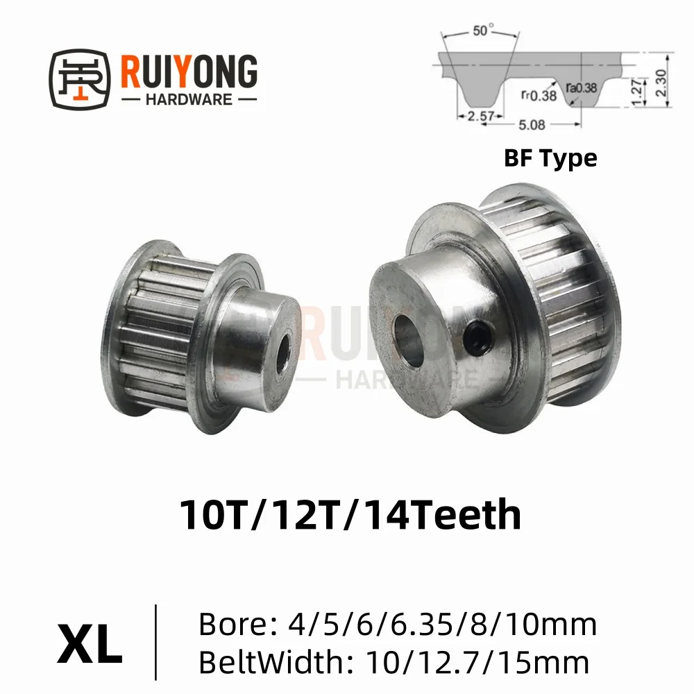 10T/12T/14Teeth XL Timing Pulley BF Type Bore 4/5/6/6.35/8/10mm for Width Belt 10/12.7/15mm