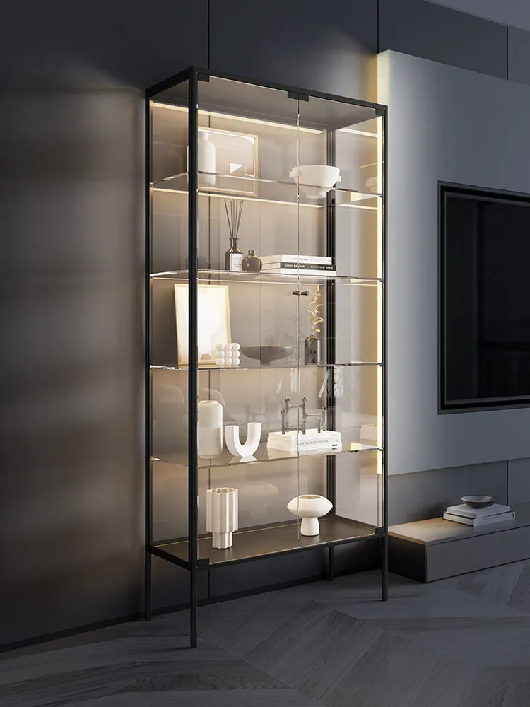 High-end wine  custom light luxury glass display cabinet modern simple side  figure Lego living room wall cabinet