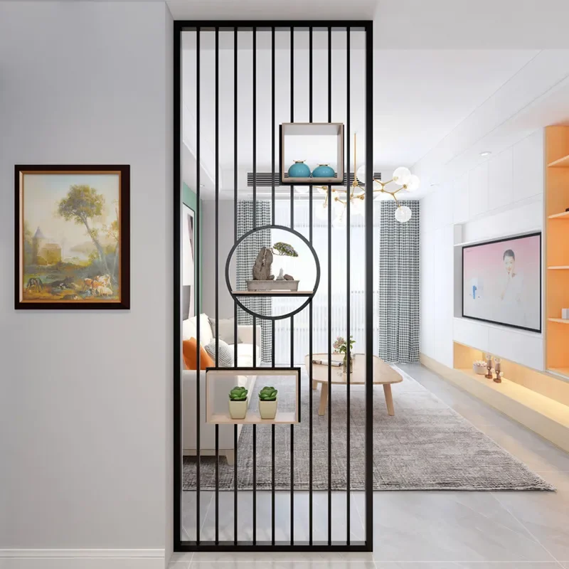 for Wrought Iron Rack Stainless Steel Partition Simple Modern Style Home Screen Blocking Entrance Guest Restaurant Small