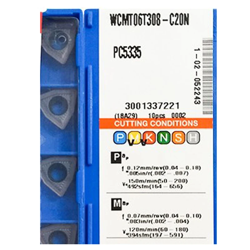 Original Drill Inserts WCMT 040208 WCMT040208-C20N WCMT050308 WCMT06T308 WCMT030208 WCMT080408 C20N PC5335 CNC Lathe Cutter Tool