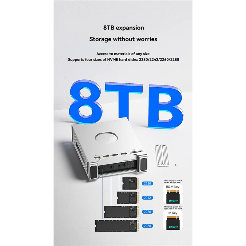 

Док-станция с концентратором USB C для Mac Mini M4, док-станция-концентратор USB 3,2/2,0 SD/TF поддерживает M. 2 NVME 2230/2242/2260/2280