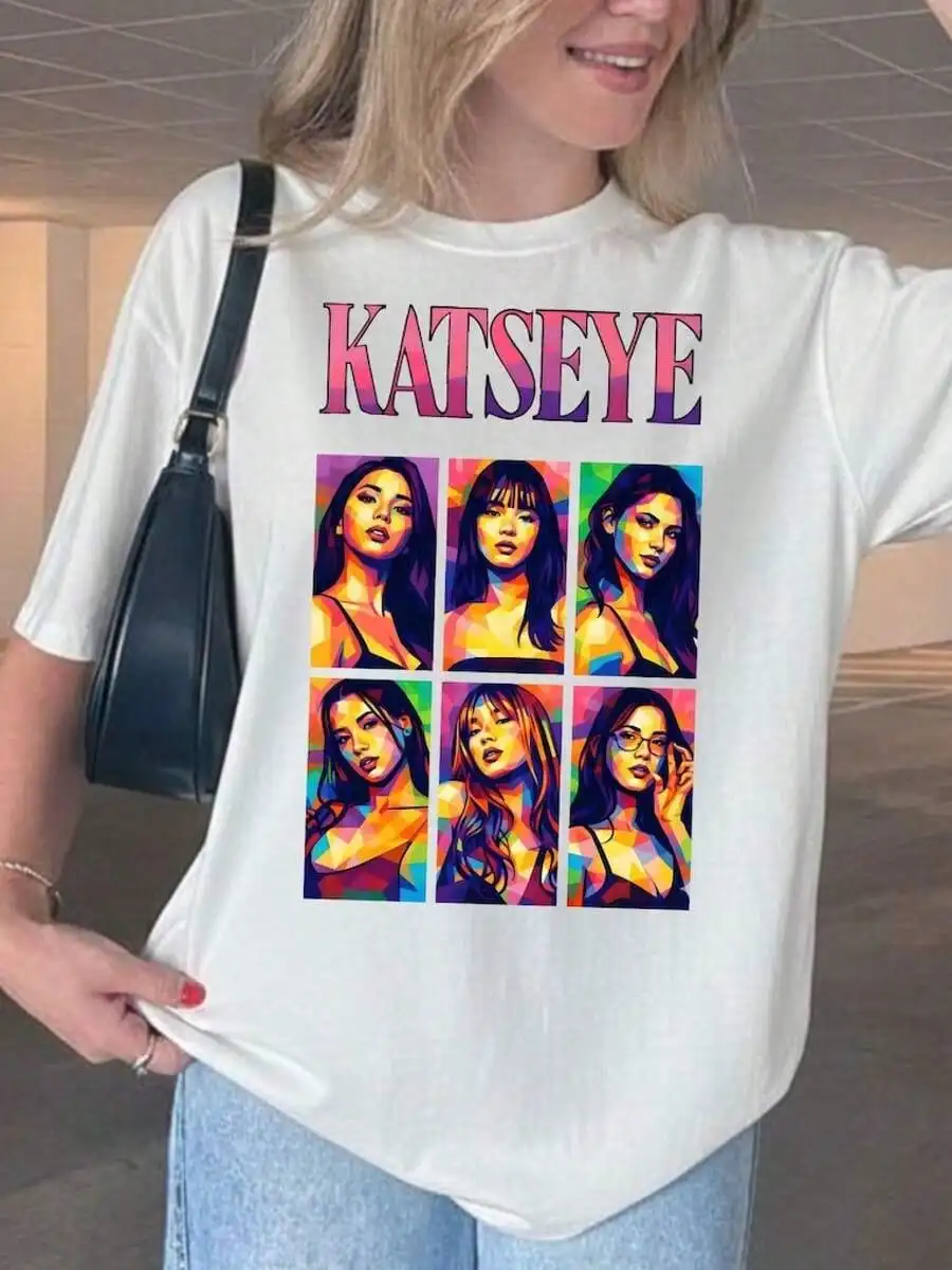 

Футболка с графическим принтом Katseye K-Pop, хлопковая футболка унисекс, уличная одежда