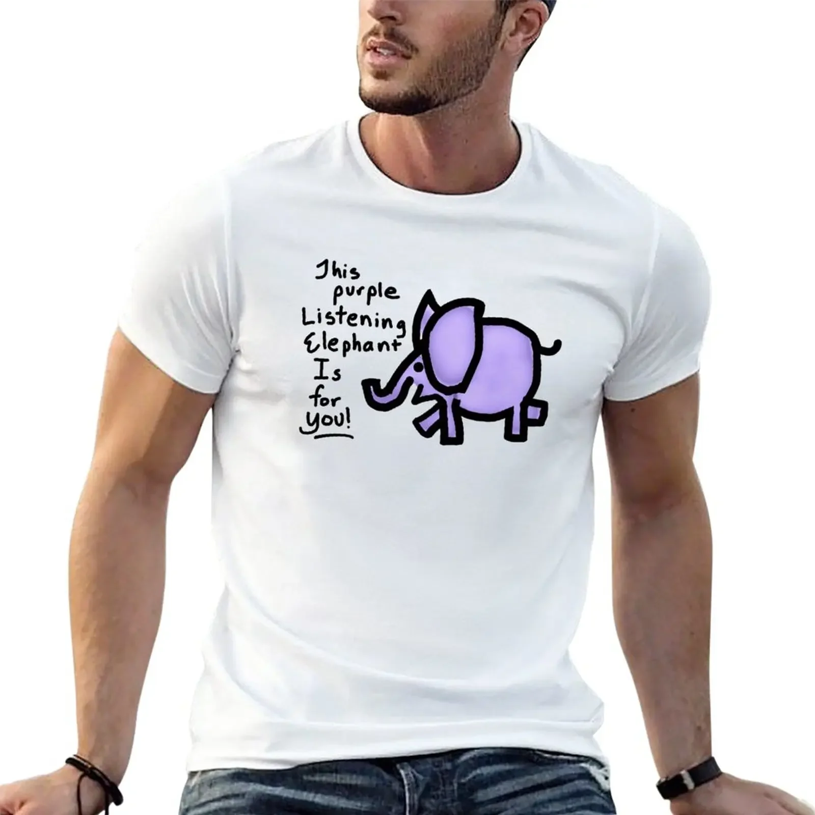 

Purple Listening Elephant T-Shirt heavyweights plus sizes heavy weight t shirts for men