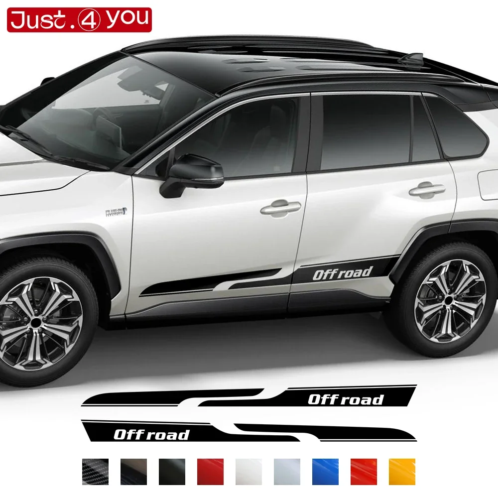 

2pcs Car Door Side Stripes Skirt Stickers off road Graphics Vinyl Decals for Toyota RAV4 XA50 XA40 Accessories