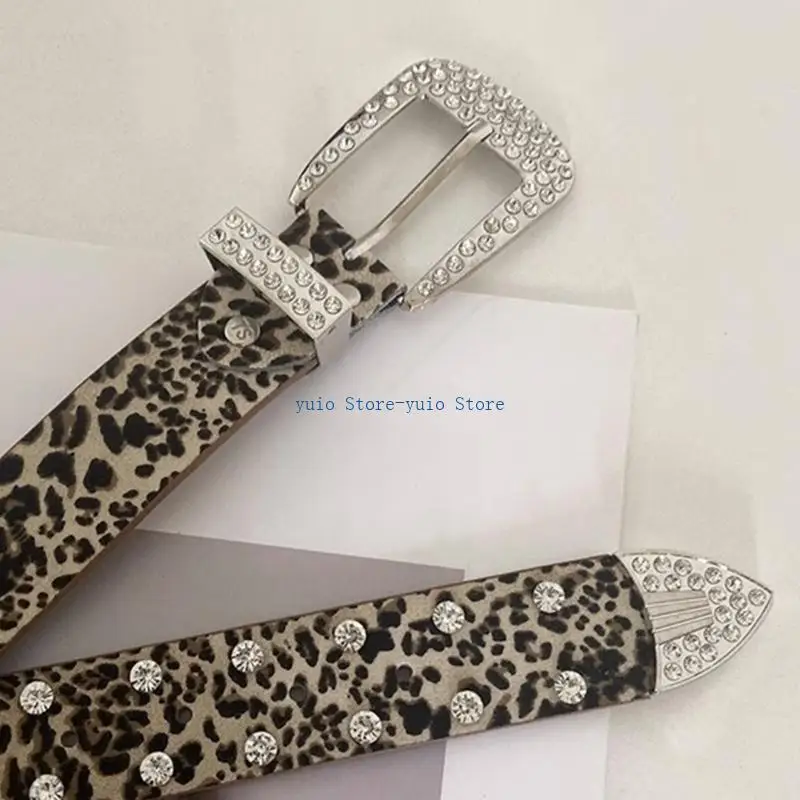 X7XB Unisex Belt for Women Men 2000s Leopard Belt for Jeans Shorts Eye Catching Waist Decors Pants Belt Fashion Waist Ornament