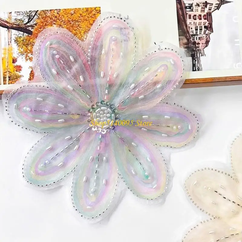 DXAE Eleganti patch fiori ricamati con paillettes Versatili Decorazione fiori per abbigliamento, borse e cappelli