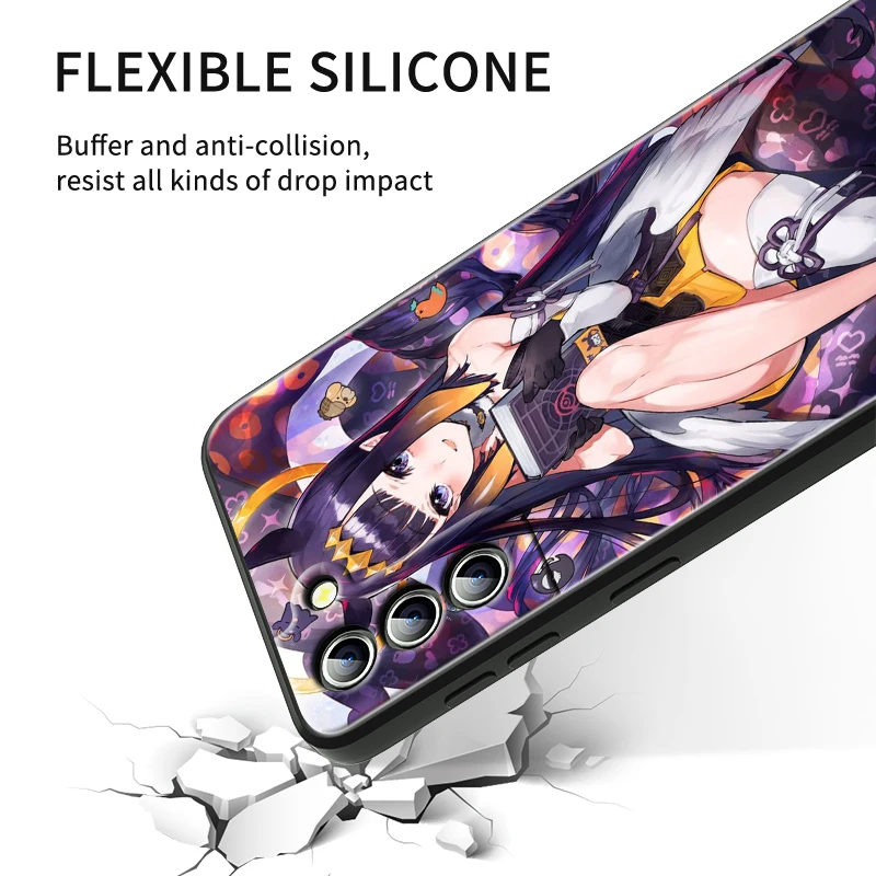 Gawr Gura Hololive Anime For Samsung Galaxy S24 S23 S22 S21 S20 FE S10 S10E Plus Ultra Pro Lite 5G Black TPU Phone Case