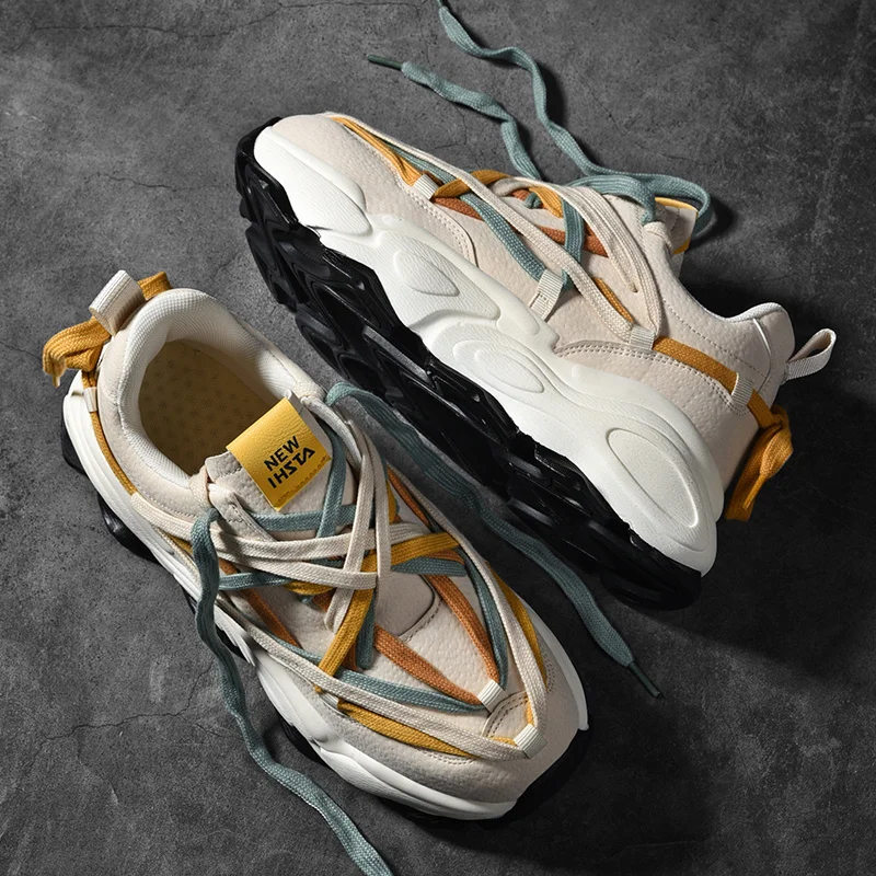 High Quality Leather Men Sneakers Women Waterproof Thick Bottom Running Shoes Outdoor Sports Shoes Comfortable Walking Shoes