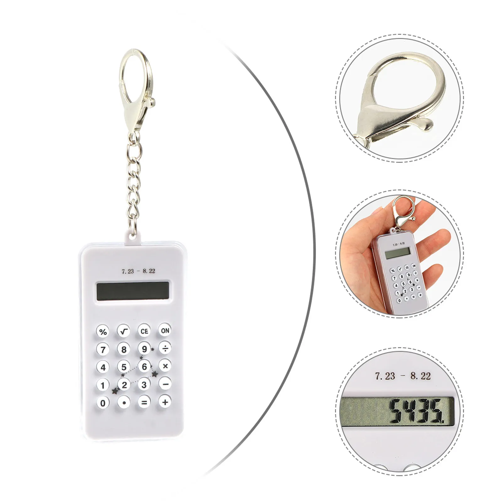 1Pcs Mini Calculator Key Ring with Marble Maze Back Design Strong Wear Resistant Keychain Pendant for Keys Bags Backpacks Decor