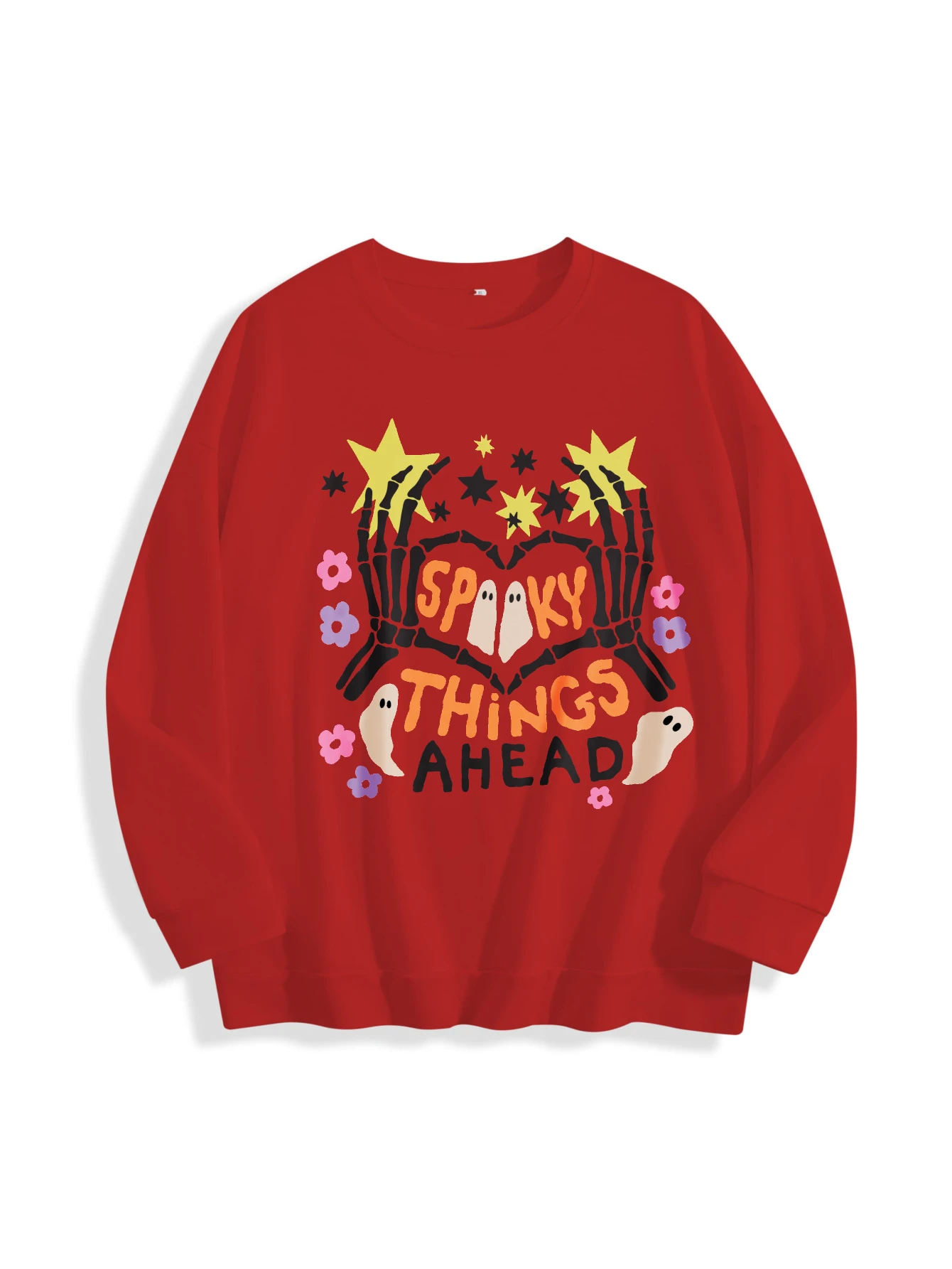 Boho Halloween Cozy Stylish Women’s Crew Neck Jumper Multi Color Loose Pure Cotton for Autumn Winter Halloween Sports Fashion