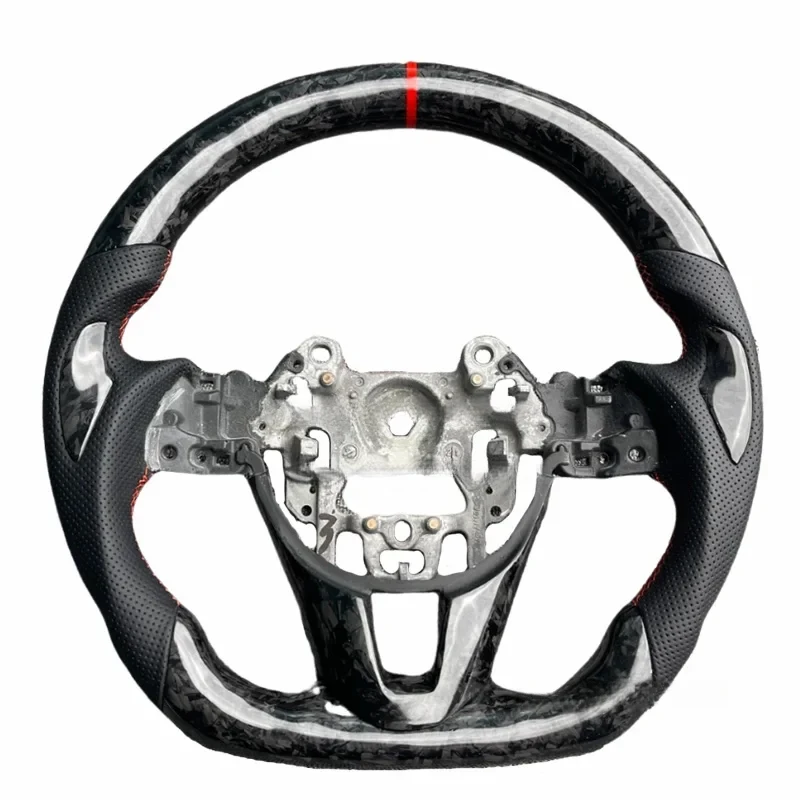 High Quality Forged Carbon Fiber Perforated Leather Steering Wheel For AXELA