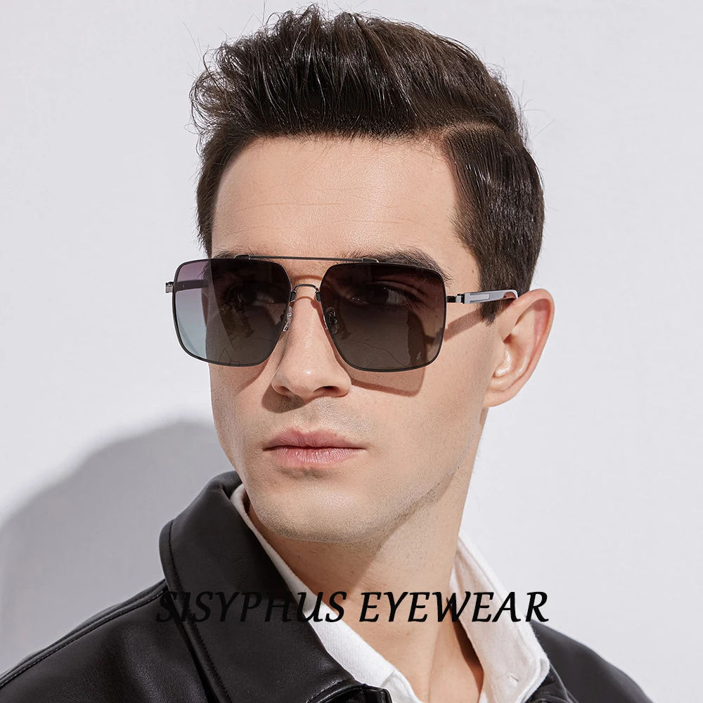 

Fashion square sunglasses men's double beam PC polarized anti-ultraviolet glasses tide temperament sunglasses