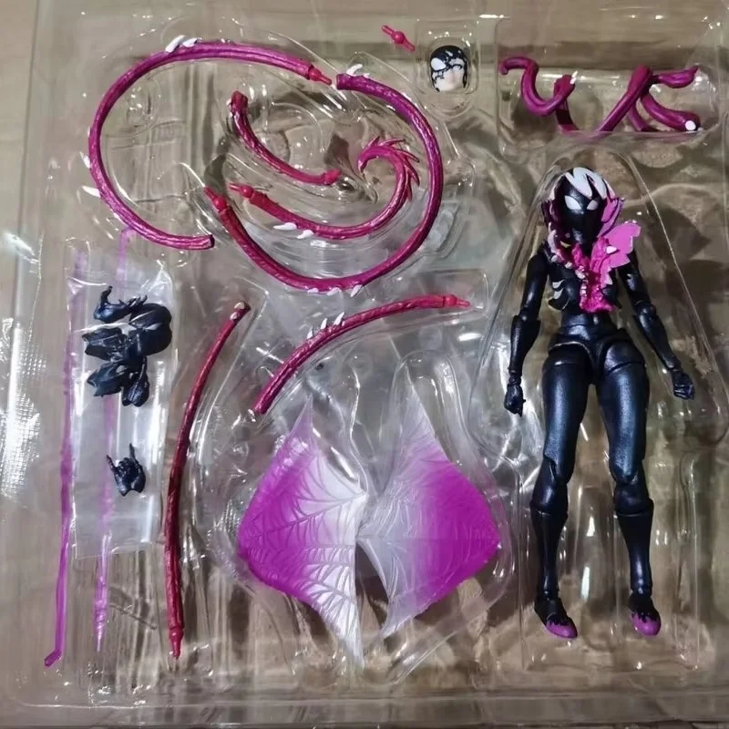 Revoltech Amazing Yamaguchi Spider Gwen Venom Gwen Charaktermodell Cartoon Desktop-Dekoration Sammlerstück Hobby-Geschenk für Marvel-Fans