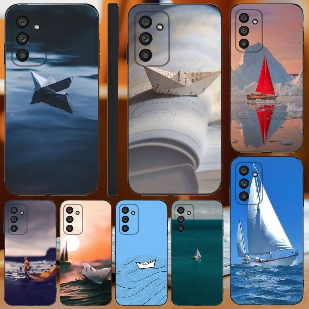 

Sailing Boat Phone Case For Samsung Galaxy A13,A21s,A22,A31,A32,A52,A53,A71,A80,A91 Soft Black Cover