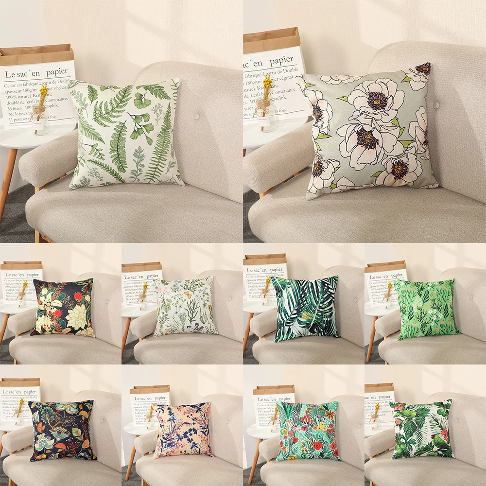 Nordic green plants floral prints soft pillowcases home living room sofas car decorations cushion covers