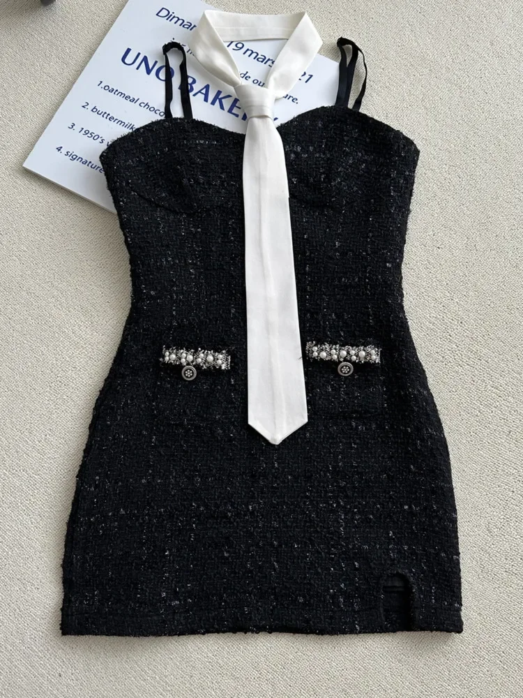 Women Short Jacket Coat + Dress Sets Y2K Streetwear 2 Piece Suit High Quality French Luxury Small Fragrance Tweed Two Piece Set view 6