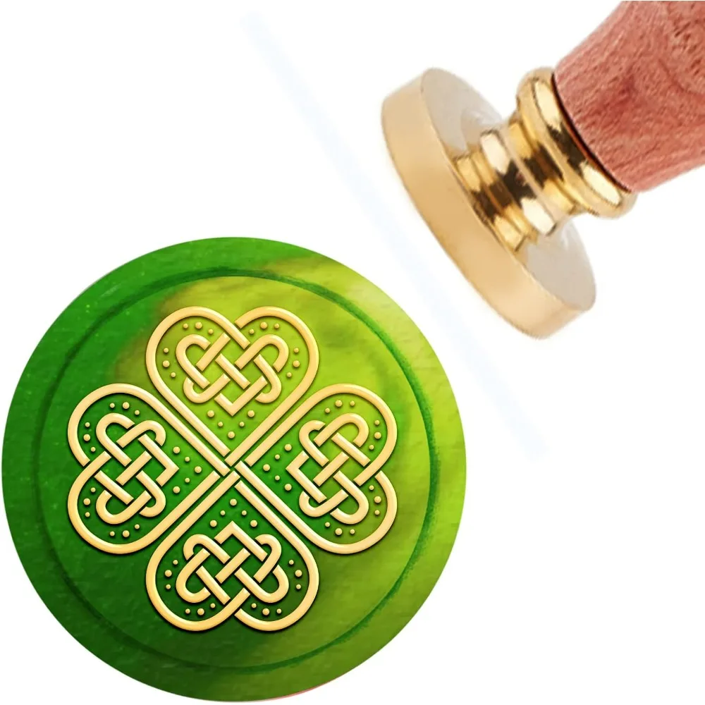 Four-Leaf Clover Wax Seal Stamp Celtic Knot Vintage Sealing Wax Stamps Love 30mm Removable Brass Head Sealing Stamp with