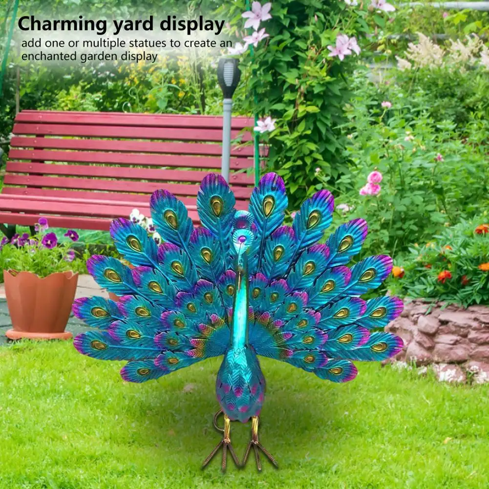 Peacock Sculpture Vivid Shape Animal Peacock Statue Anti-oxidation Garden Decoration Wear-resistant Peacock Ornament