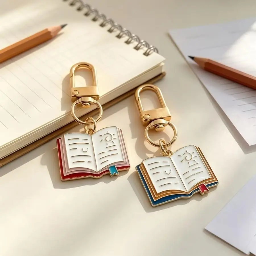 1/5/10/20/50/100pcs Set [] 3D Book-Shaped Pendant Keychains, Blue Border And Red Border Literary Style, Perfect Gift for Birthda
