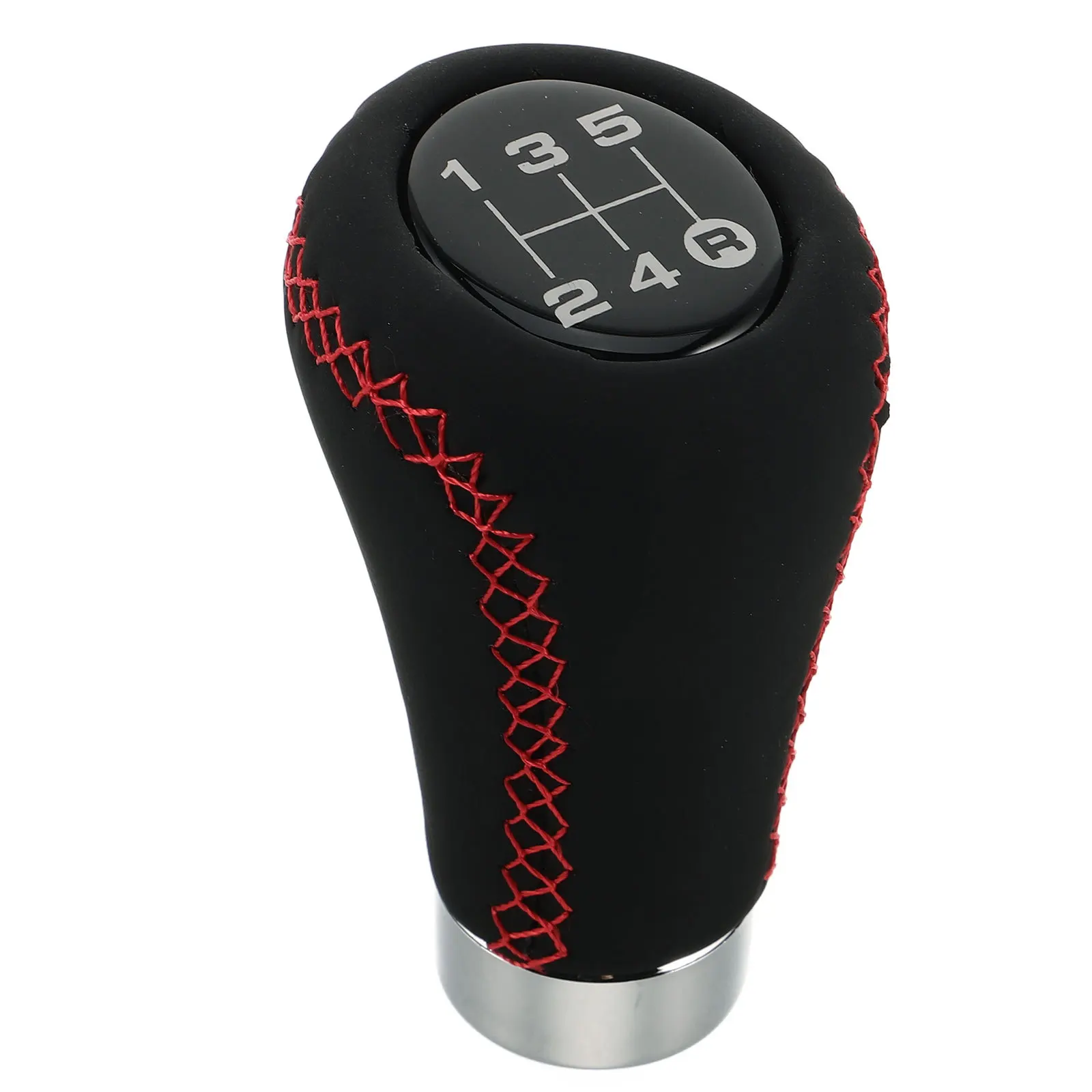 

Manual Gear Shift Knob 5-Speed Red Stitched Pu Shifter Universal Fit For Cars Trucks Suvs Durable Easy Installation