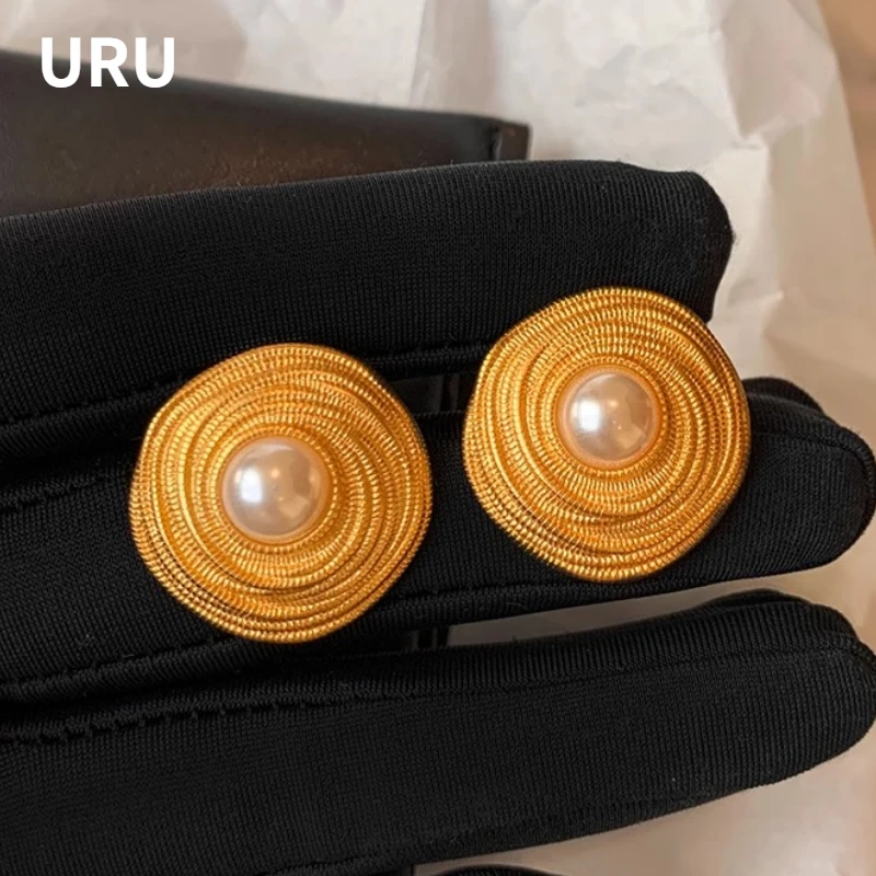 Fashion Jewelry Elegant Temperament Geometric Simulated Pearl Earrings For Women Female Gifts Simply Design Ear Accessories