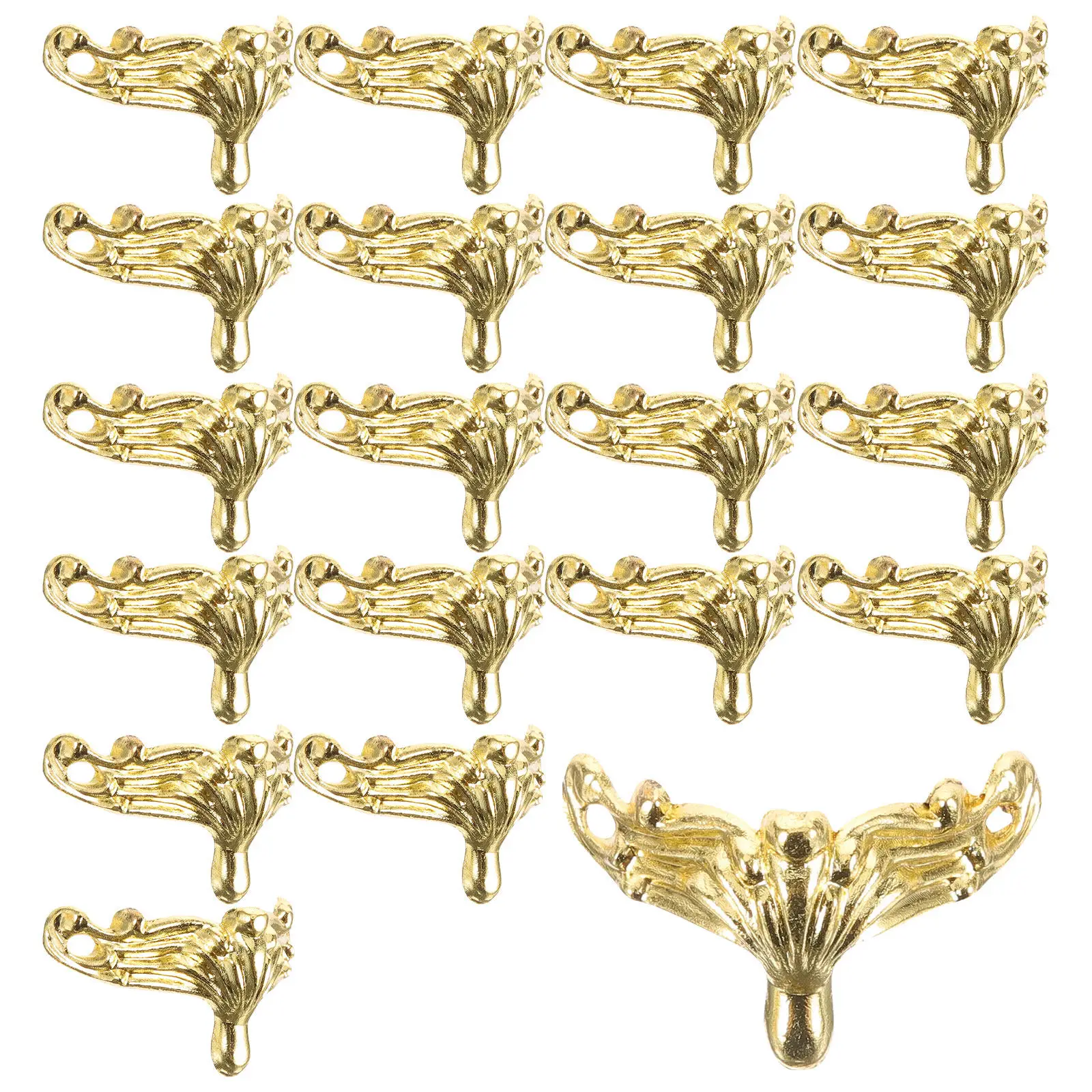

20Pcs Retro Decorative Gold Furniture Legs Vintage Wooden Case Jewelry Box Support Protective Feet Wooden Case Legs