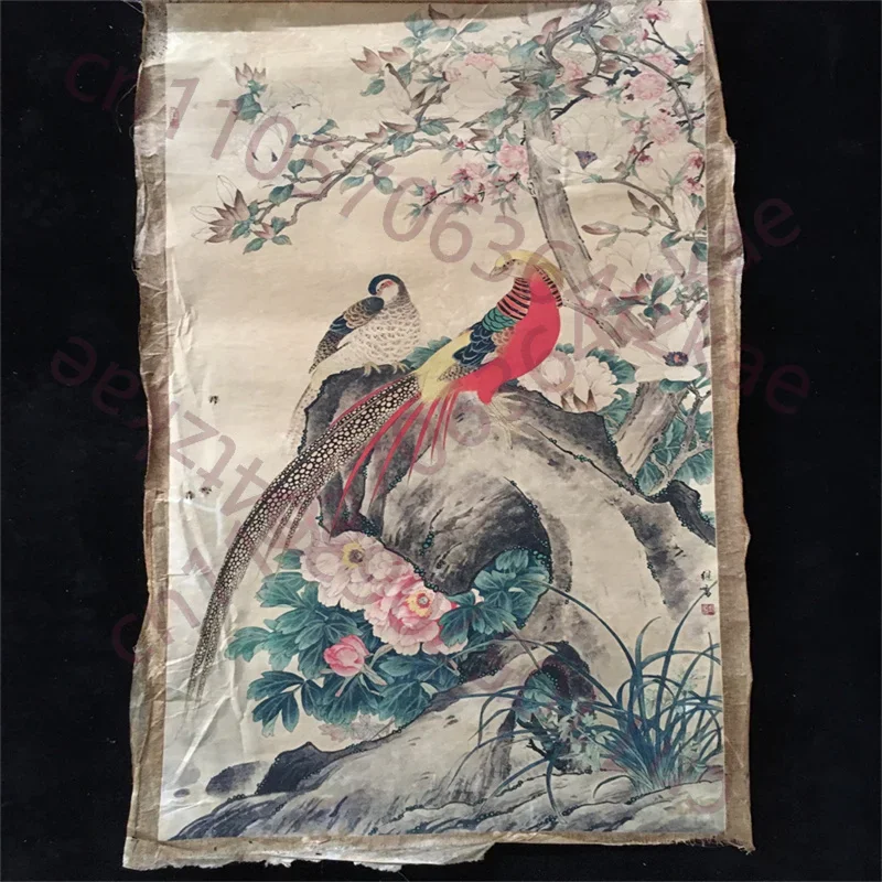 China Old Scroll Painter's Rice Paper Wall Art Slice Yu Jigao's luxurious attire and wealth Picture  Traditional Asian Decor