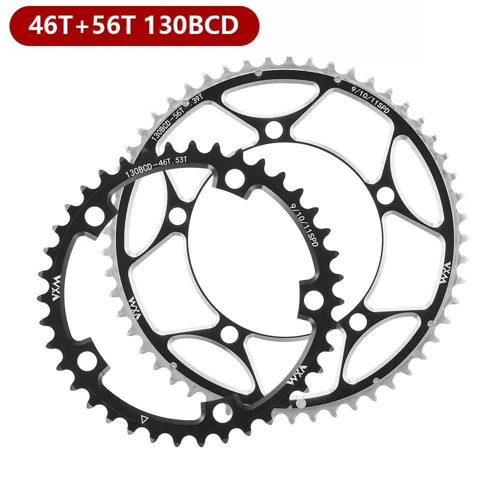 VXM Bicycle Double Chainring 130BCD 39T 53T 42T 55T 46T 56T Road Bike Crankset Riding Disc Aluminum Chainwheel Folding Bike Disc