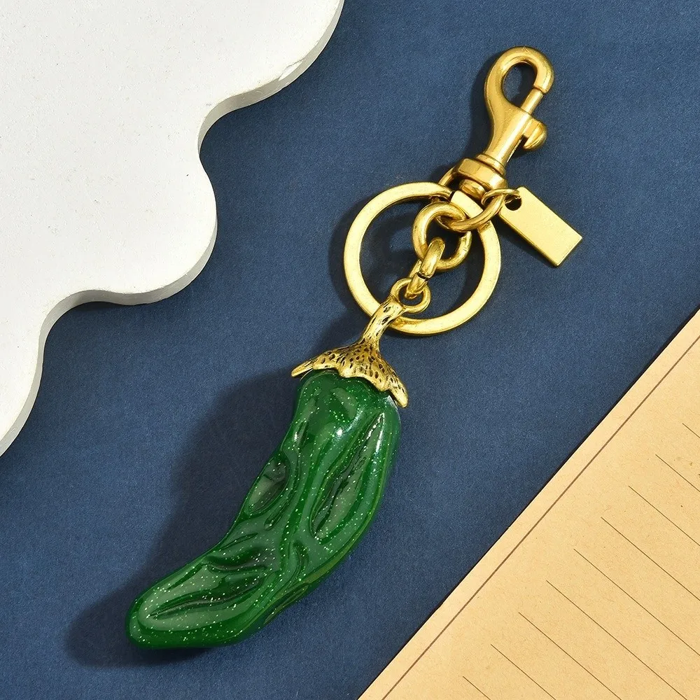 Cute Glitter Chili Pepper Keychain 3D Handmade Bag Pendant Luxury Retro Lucky Keyring Bag Decoration