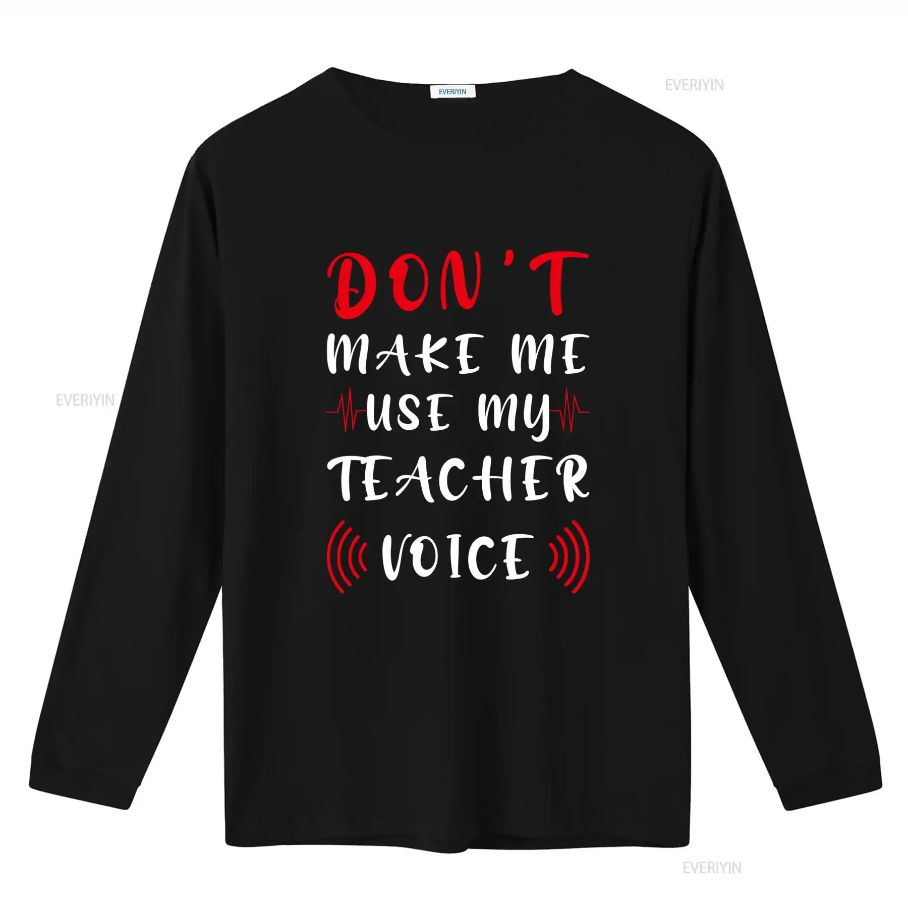 Don'T Make Me Use My Teacher Voice T Shirt Funny Educator Design in Red and Black vintage Washed Casual Top For Everyday Wear view 2