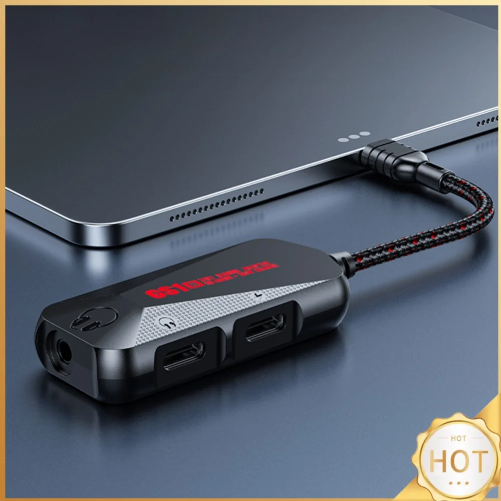 3-in-1 Mobile Phone Game Sound Card Type-C To 3.5mm Gaming Phone Audio Board 60W Nylon 24Bit 96Hz Hi-Res Accessories