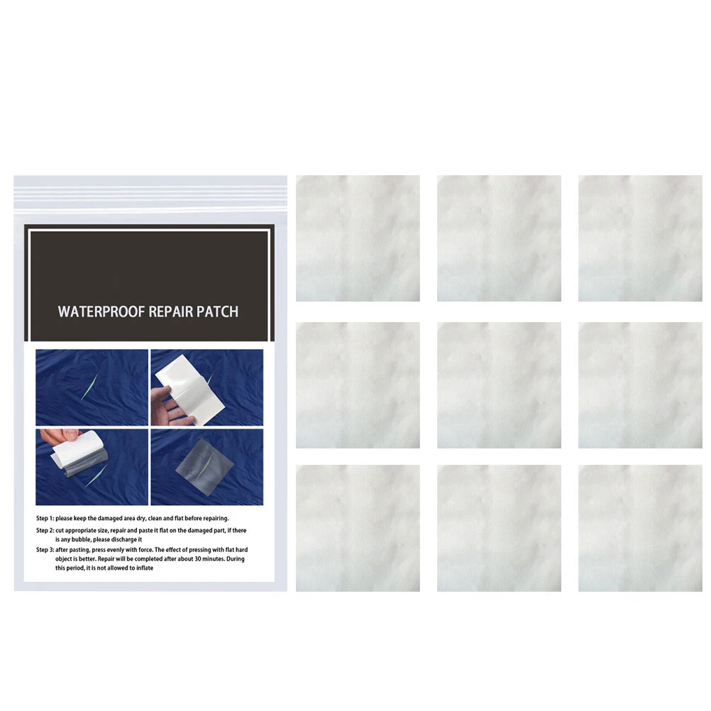 10 Pcs Waterproof Repair Tape Adhesive Tpu Patch Underwater Pool Patches For Inflatables Self-adhesive Swimming Mattress (White)