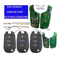 Sunshine ID46/4A PCF7941/7945 CHIP Car Key 5FA010 For Peugeot Peugeot 208 2008 301 308 508 5008 Citroen C4-Cactus C-Elysee Opel