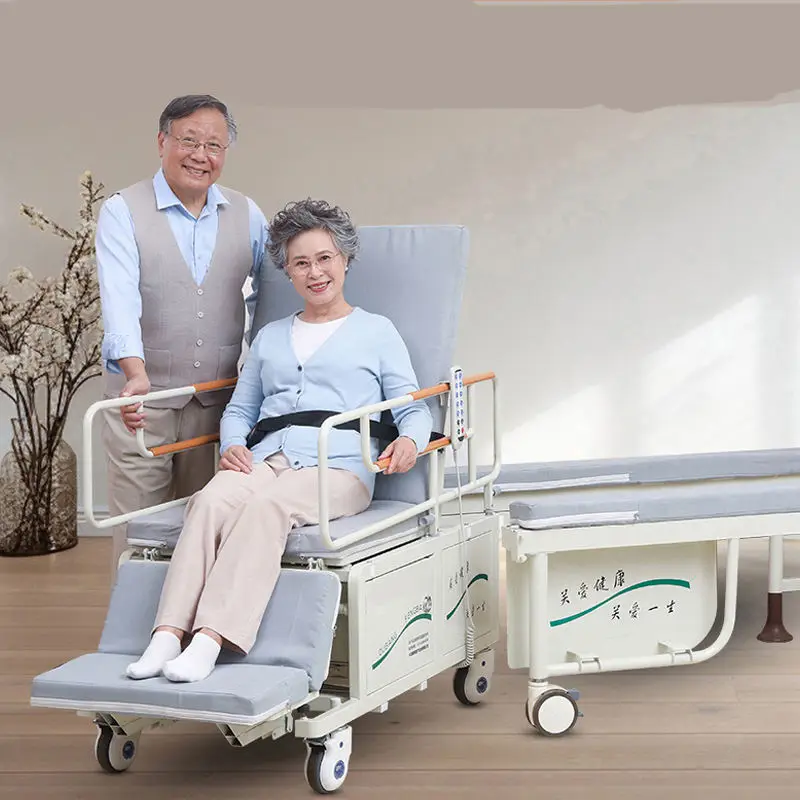 سرير العناية بالكرسي المتحرك متعدد الوظائف كرسي متحرك سرير التمريض المنزلي 5 وظائف سرير المستشفى اليدوي مع مرحاض لكبار السن #1