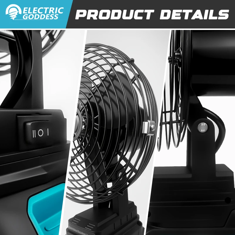 Electric Goddess 8 Inch 4000RPM Electric Fan Multiple Uses Powerful Power Low Noise Fan Power Tools For Makita 18V Battery Pin