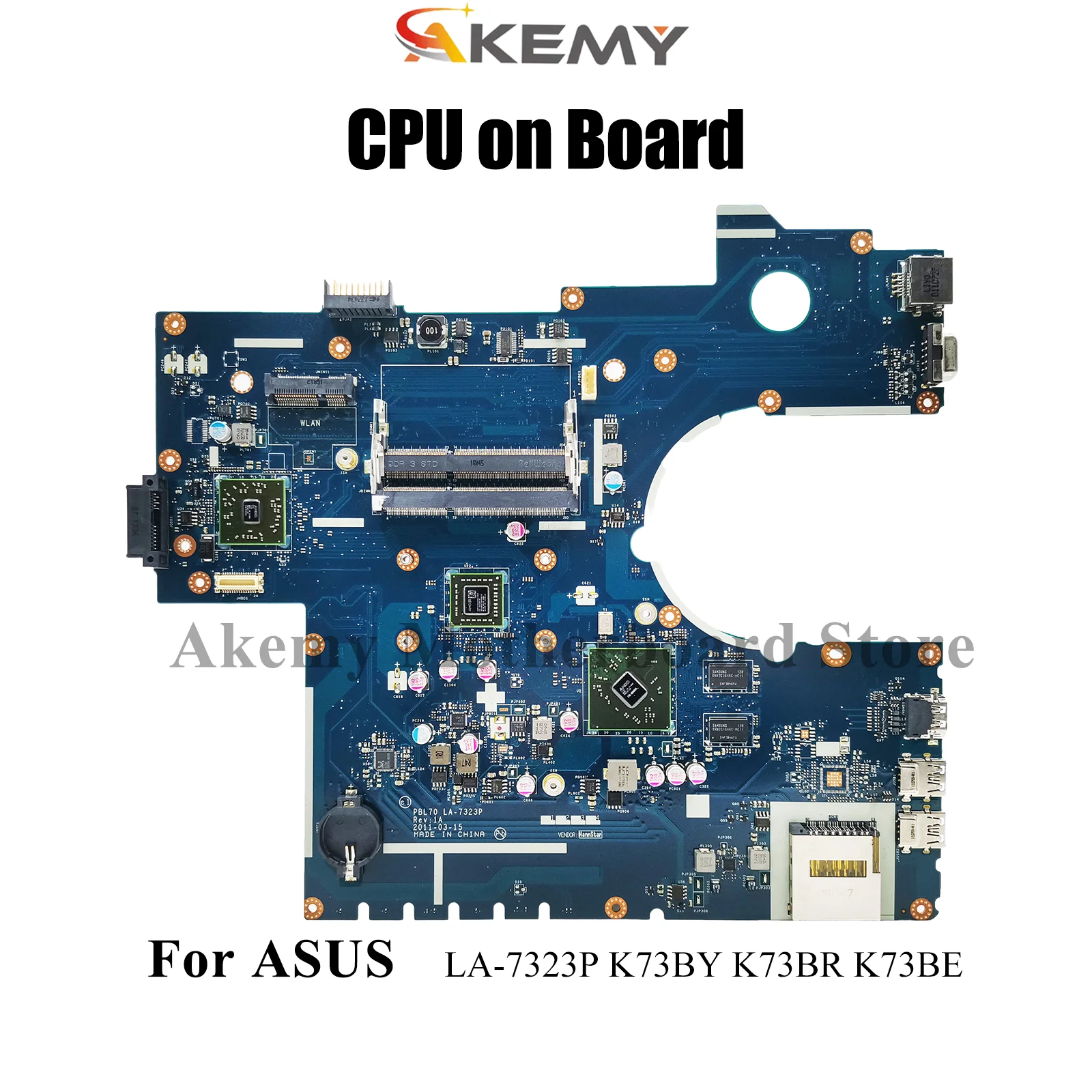

LA-7323P Laptop Motherboard For ASUS K73BE K73B K73BR K73BY Notebook Mainboard With CPU 100% tests OK fast shipping High quality