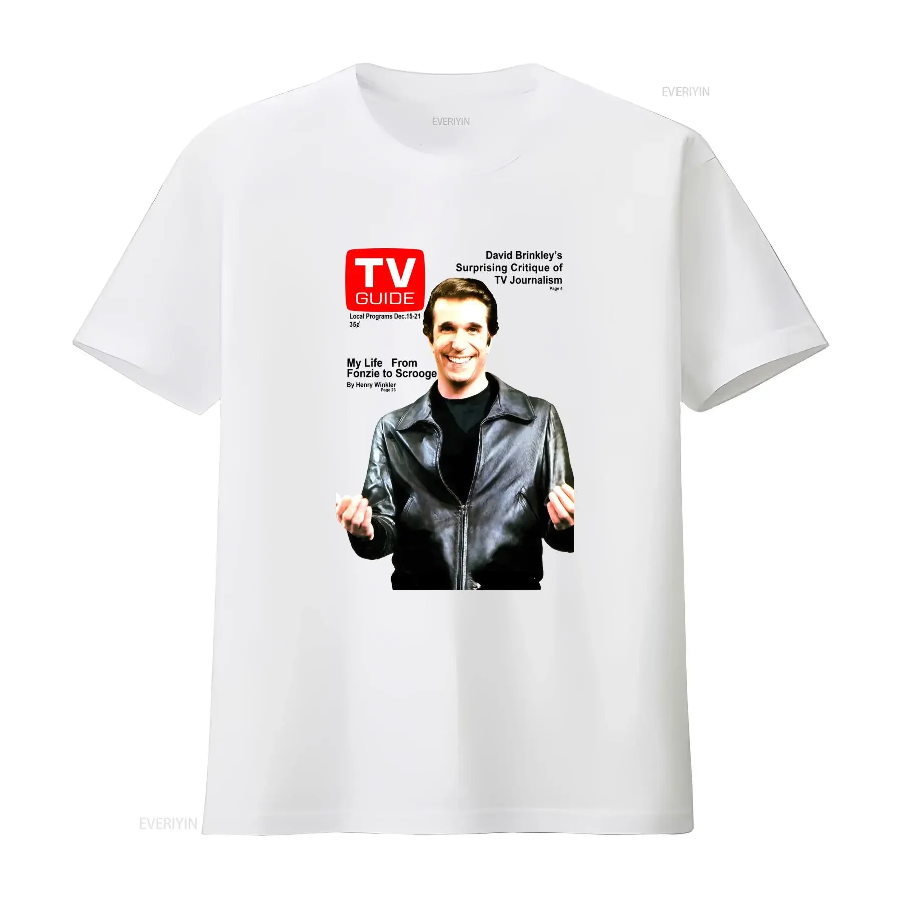 Happy Days Fonzie Henry Winkler TV Magazine Cover T Shirt Retro Style Pop Culture Print vintage Washed Stretched Unisex homme