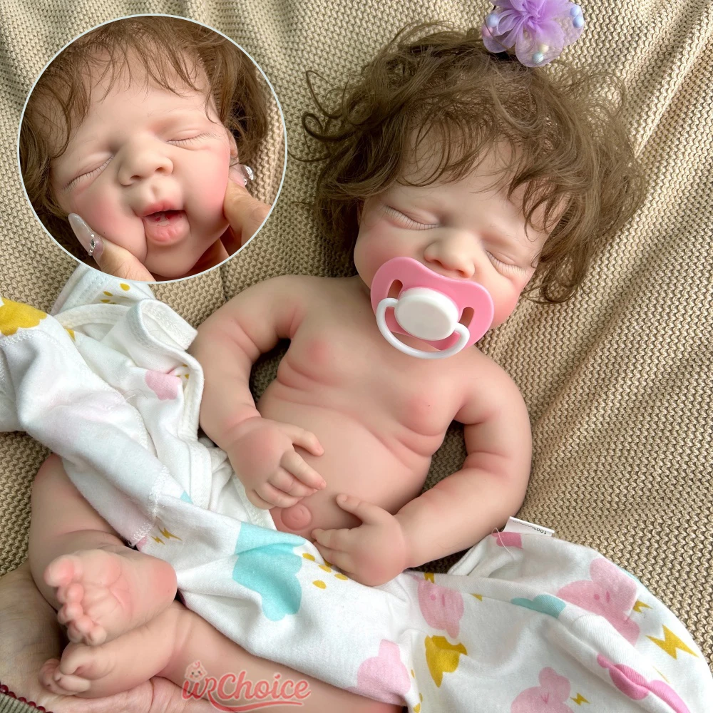 19 pulgadas linda niña bebé Pascale con cabello enraizado completo suave realista de silicona renacido muñeca ponderada para la compañía de ancianos