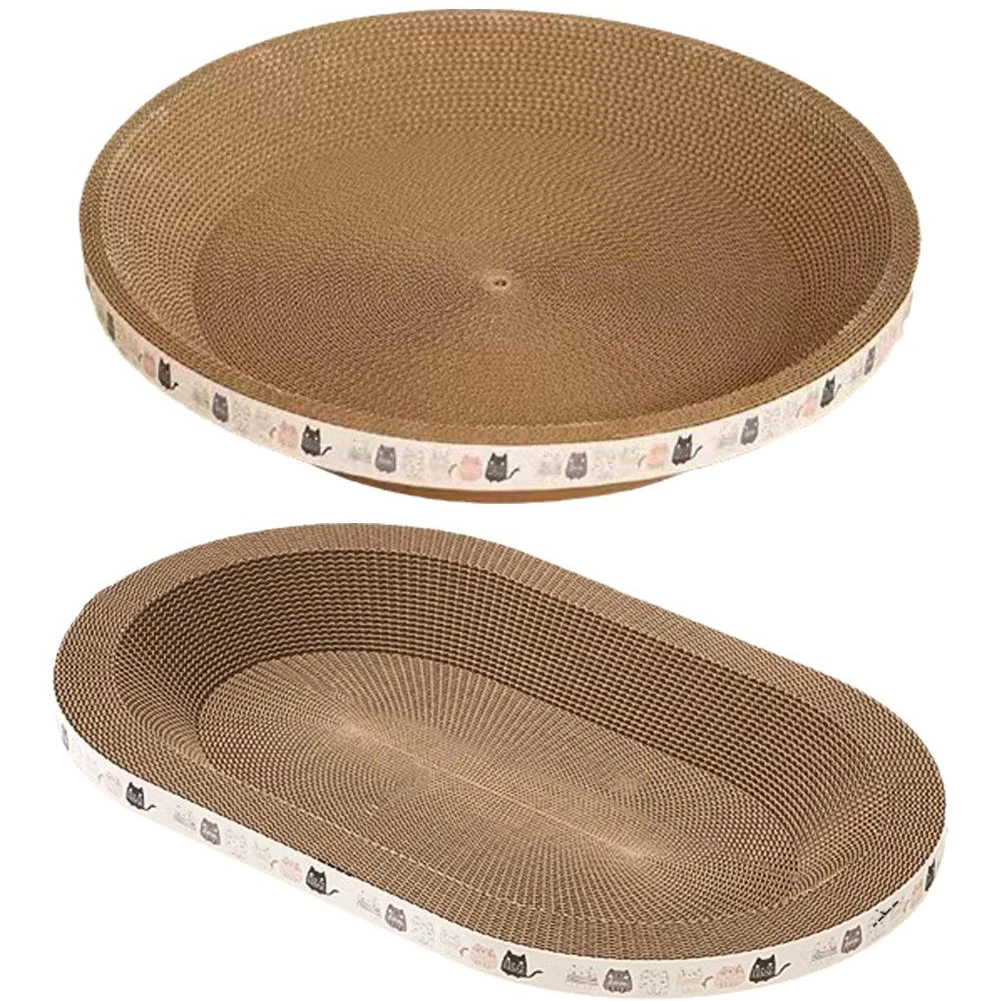 Cat Scratcher Cardboard Round Oval Cat Scratch Pad Bowl Nest for Indoor Cats Grinding Claw Round Cat Scratching Board